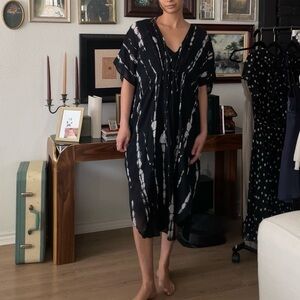 Zara Women M/L Beaded V Neck Long Tunic Dress